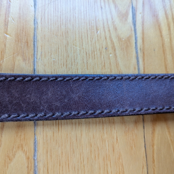🌷 Vintage - Brown leather belt with side stitch - Picture 3 of 5